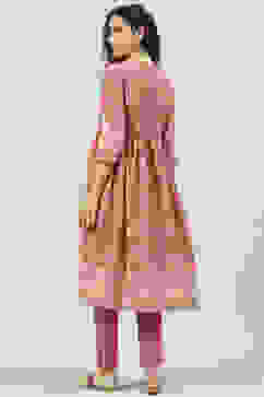 Dusky Pink Printed Cotton Gathered Suit Set image number 4