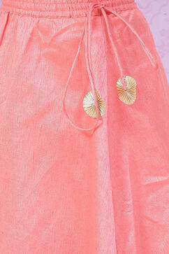 Peach Art Silk Girls Lehenga Set image number 2
