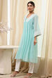 Aqua Polyester Straight Kurta image number 2