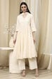 Off White Cotton Anarkali Suit Set image number 6