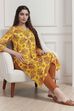 Yellow Floral Printed Straight Kurta