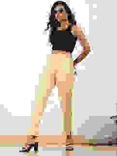 Beige Viscose Lycra Solid Pant image number 0