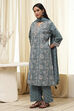 Green Cotton Printed Straight Suit Set image number 3