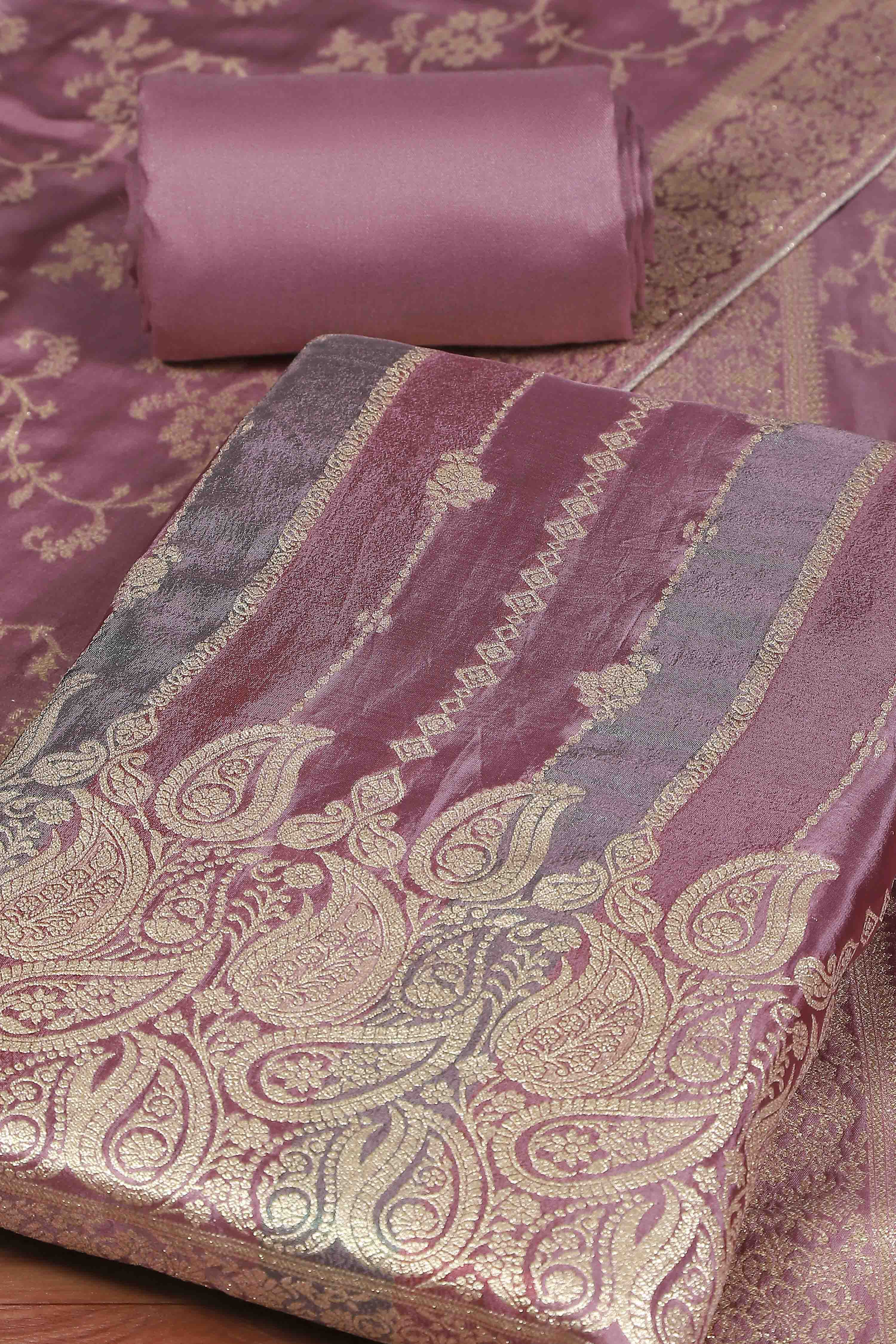 Purple  Unstitched Suit Set image number 1