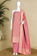 Pink Chanderi Silk Printed Unstitched Suit Set image number 6