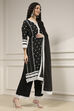 Black Chanderi Embroidered Straight Suit Set image number 5
