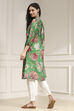 Green Floral Printed Straight Kurta image number 3