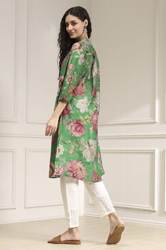 Green Floral Printed Straight Kurta image number 3