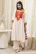 White Rayon Gathered Kurta Palazzo Suit Set image number 6
