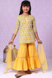 Yellow Cotton Straight Kurta Sharara Suit Set image number 5