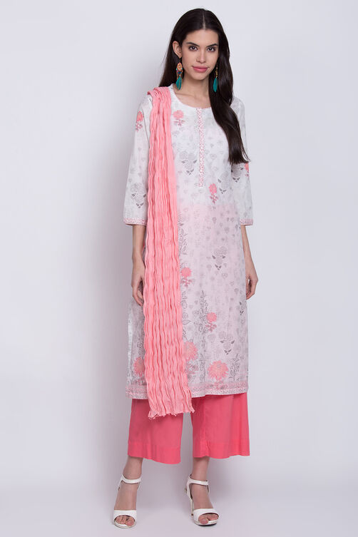 Pink Cotton Solid Dupatta image number 0