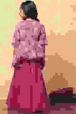 Pink Polyester Blend Flared Kurta Set image number 4