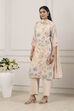 Beige Viscose Blend Straight Suit Set image number 3
