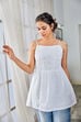 White Cotton Embroidered Gathered Top image number 0