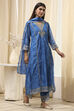 Blue Dyed Straight Suit Set image number 4