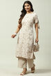 Dull Rose Rayon Straight Fusion Printed Kurta Set image number 6