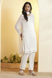 White Lace Straight Chamundi Chiffon Kurta Set image number 4