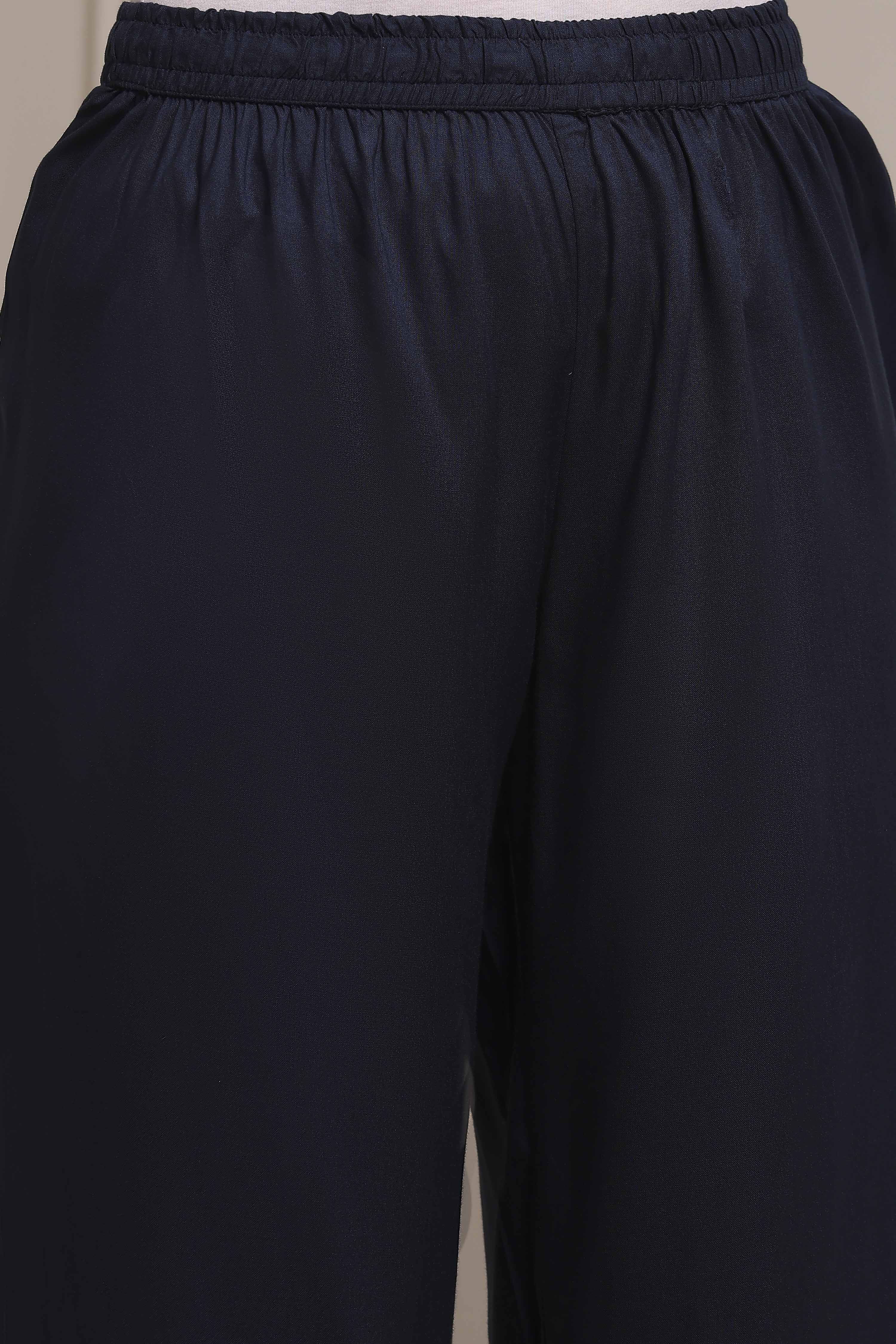 Blue-Brown Modal Straight Printed Suit Set image number 2