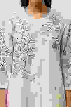 Off-White and Blue Cotton Straight Suit Set image number 1