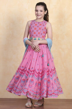 Pink Polyester Lehenga Set image number 0