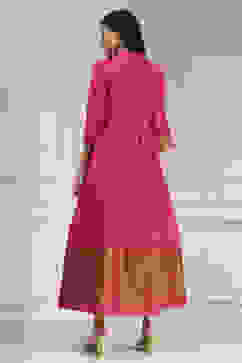 Fuchsia Yarn-Dyed Flared Kurta image number 3