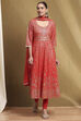 Red Cotton Printed Anarkali Suit Set image number 7