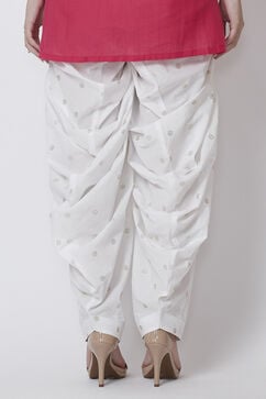 Off White Cotton Solid Salwar image number 4