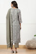 Turquoise Linen Blend Printed Unstitched Suit Set image number 6