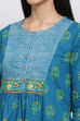 Teal Cotton Straight Kurta Palazzo Suit Set image number 1