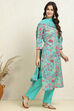 Green Cotton Floral Unstitched Suit Set image number 6