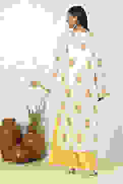 Mustard Yellow Cotton Hand Block Print Unstitched Suit Set image number 5