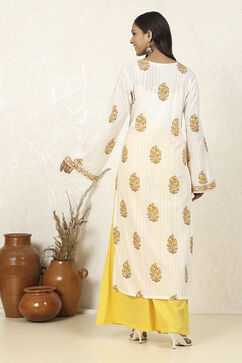 Mustard Yellow Cotton Hand Block Print Unstitched Suit Set image number 5