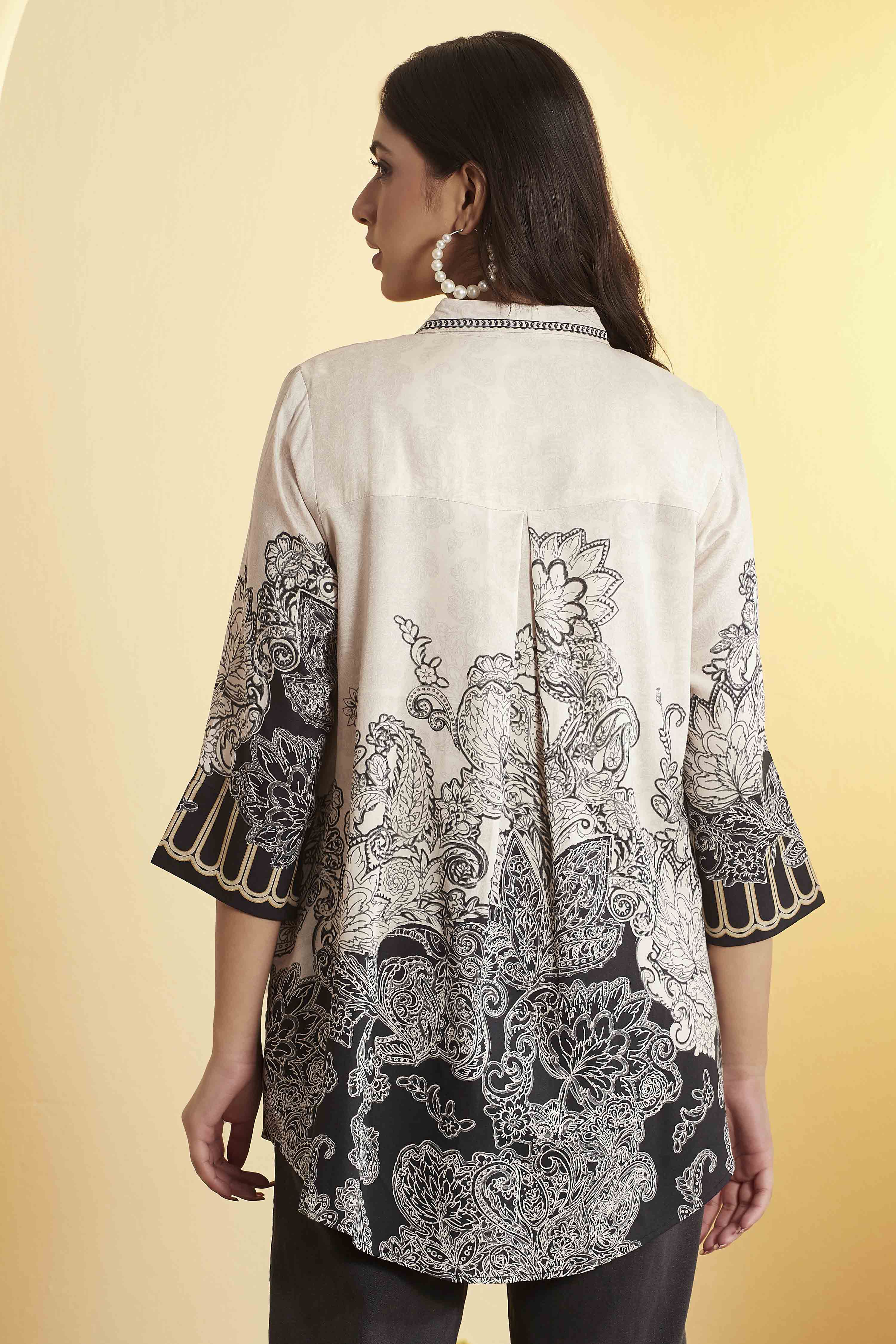 Blue Viscose Rayon Printed Straight Shirt Style Kurta image number 4