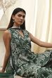 Green Cotton Floral Peplum Suit Set image number 7
