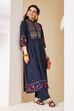 Black Cotton Straight Kurta Pants Set image number 7