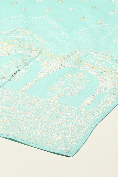 Sea Green Cotton Straight Kurta Pants Suit Set image number 3