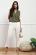 Beige Cotton Blend Slim Pant image number 0