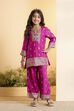 Purple Printed Straight Kurta Set image number 6