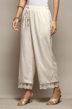 Cream Rayon Regular Solid Palazzo image number 0