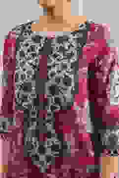 Pink Cotton Printed Straight Kurta image number 1