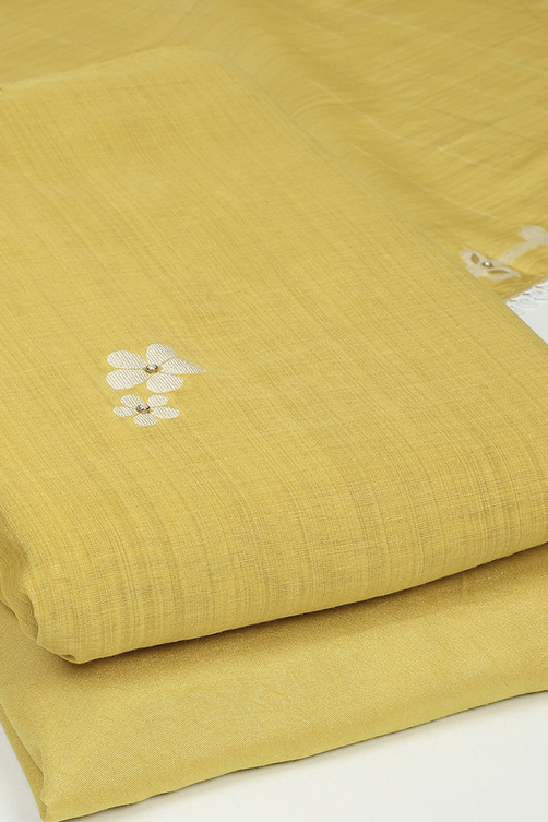 Peach Chanderi Unstitched Suit Set image number 4