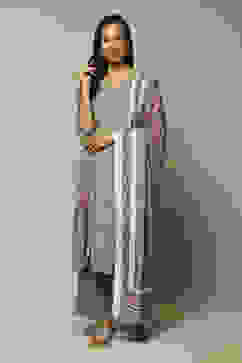 Grey Modal A-Line Kurta Palazzo Suit Set image number 1