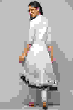 White Blue Cotton Asymmetric Suit Set image number 5