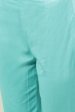 Green & Turquoise Printed Cotton Gathered Suit Set image number 2