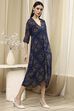 Blue Georgette Printed Asymmetric Dress image number 4