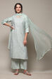 Sea Green Cotton Silk Straight Kurta Palazzo Suit Set image number 0