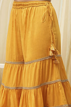 Ochre Yellow Embroidered Straight Suit Set image number 2