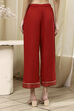 Red Dyed Straight Palazzos image number 5