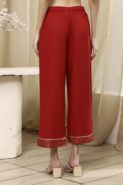 Red Dyed Straight Palazzos image number 5