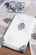White and Blue Cotton Printed Unstitched Suit Set image number 0